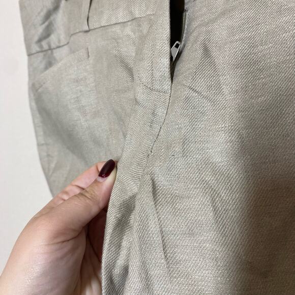 The Limited Women's 100% Linen Tan Straight Leg Trouser Pants Size 4 Midrise - Picture 8 of 13